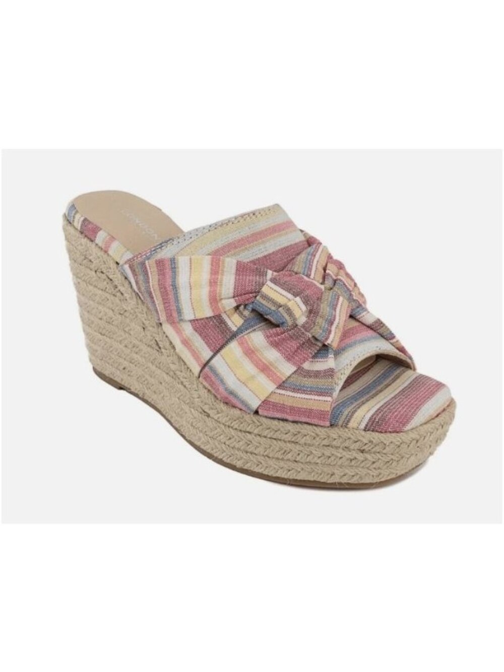 London Fog Womens Striped Espadrille Wedge Sandals Size 8 NEW
